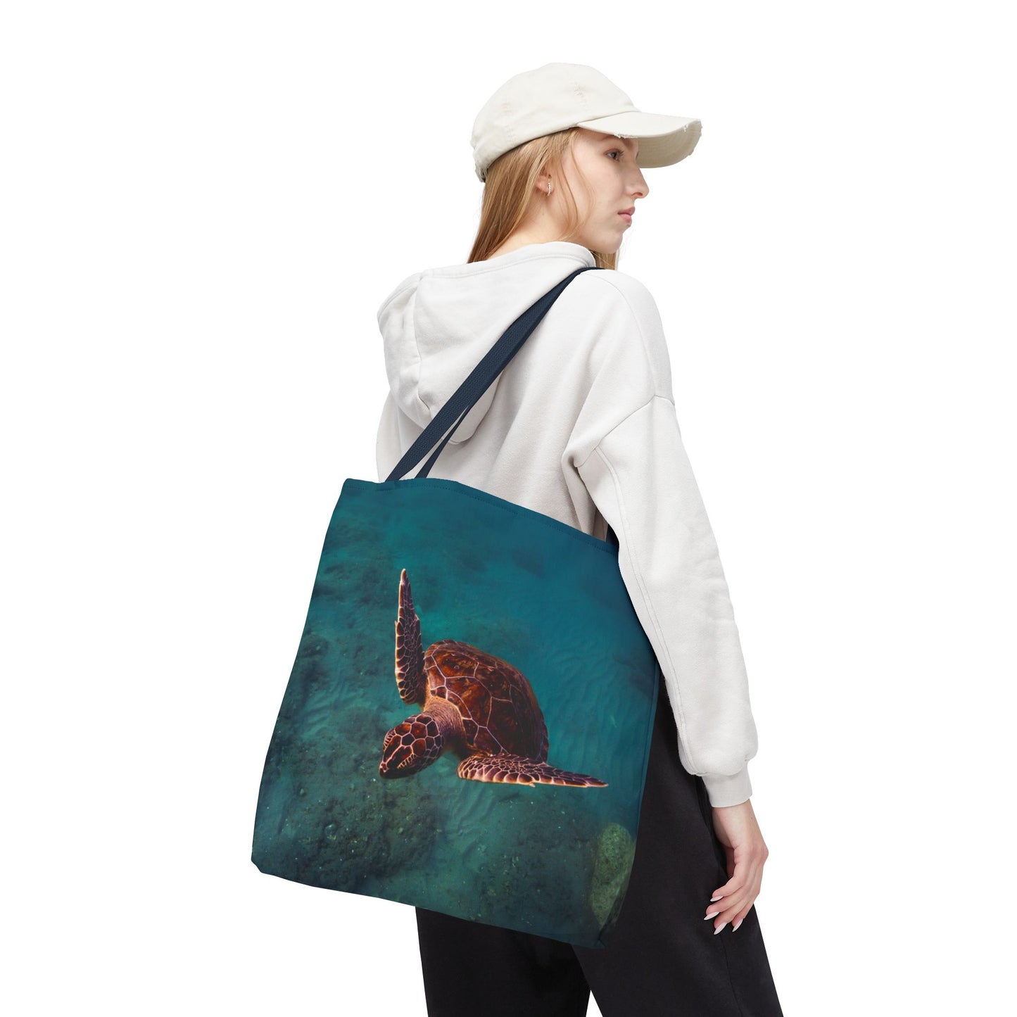 Green Sea Turtle Ocean Tote Bag — Underwater Marine Wildlife Beach Bag