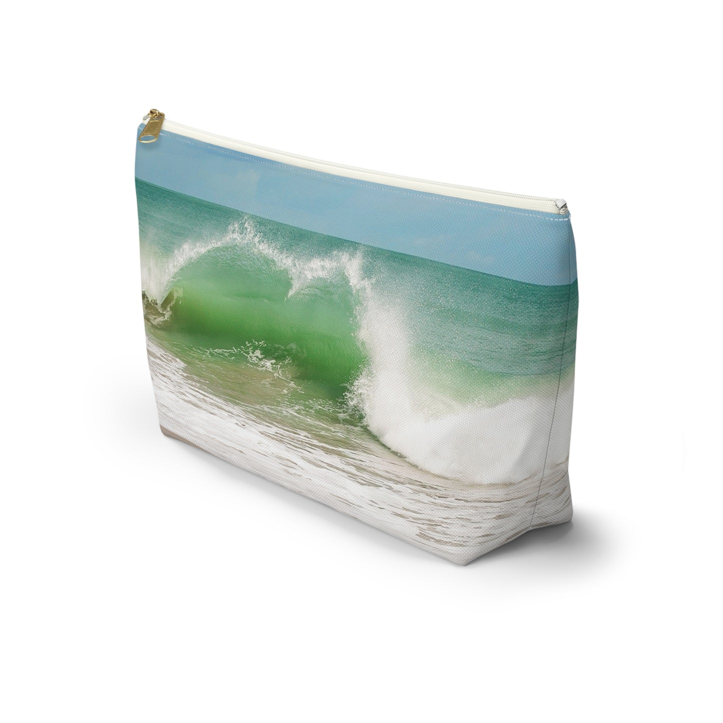 Ocean Heart Wave  Accessory Pouch — Ocean Print T‑Bottom Cosmetic Bag