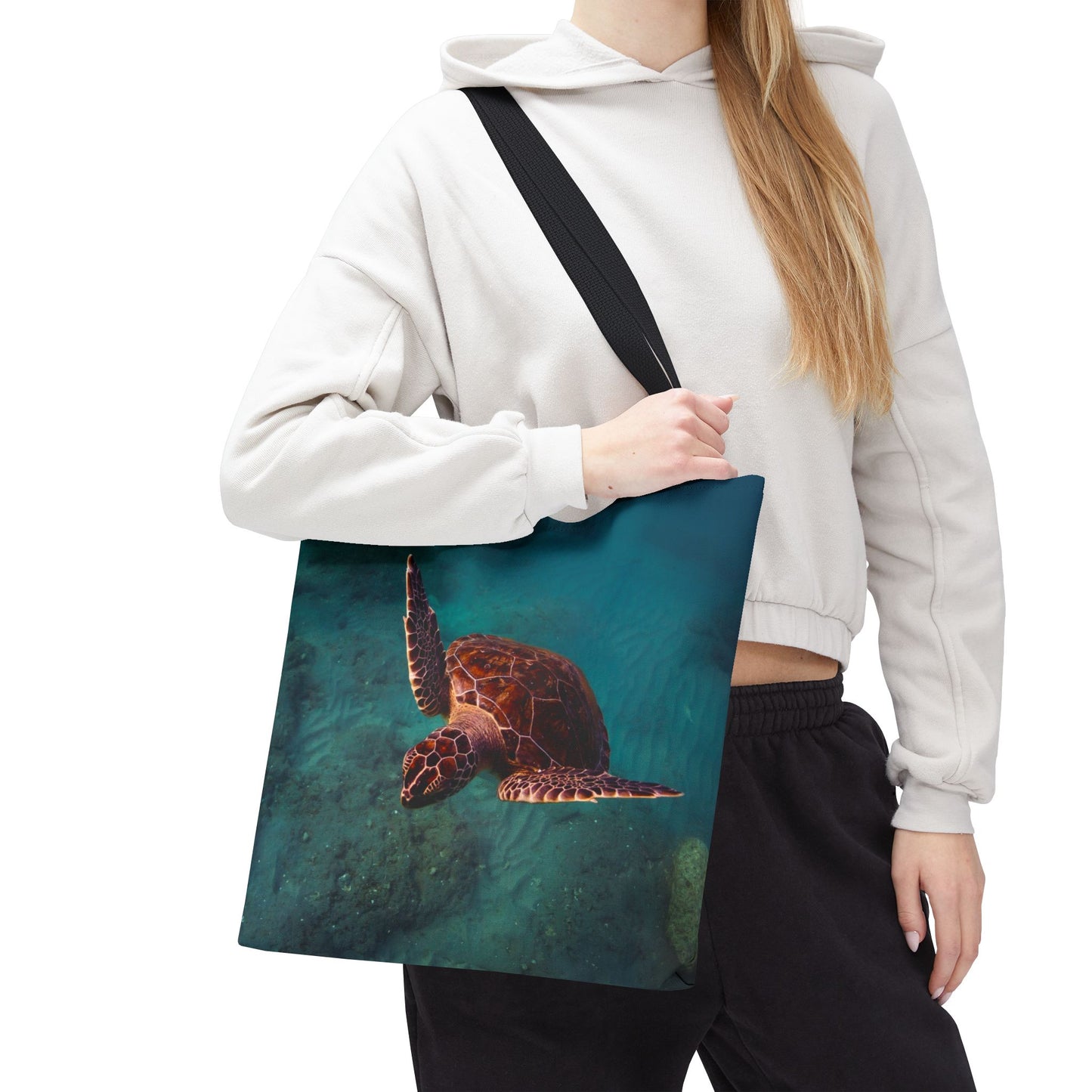 Green Sea Turtle Ocean Tote Bag — Underwater Marine Wildlife Beach Bag