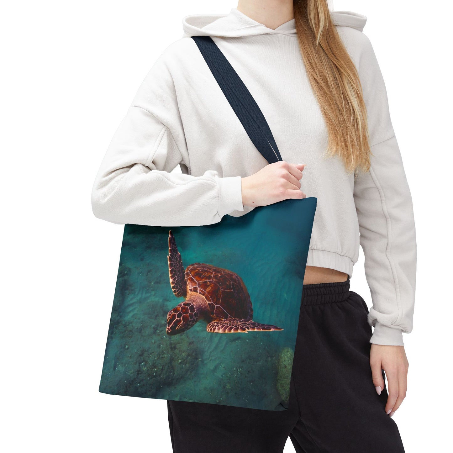 Green Sea Turtle Ocean Tote Bag — Underwater Marine Wildlife Beach Bag