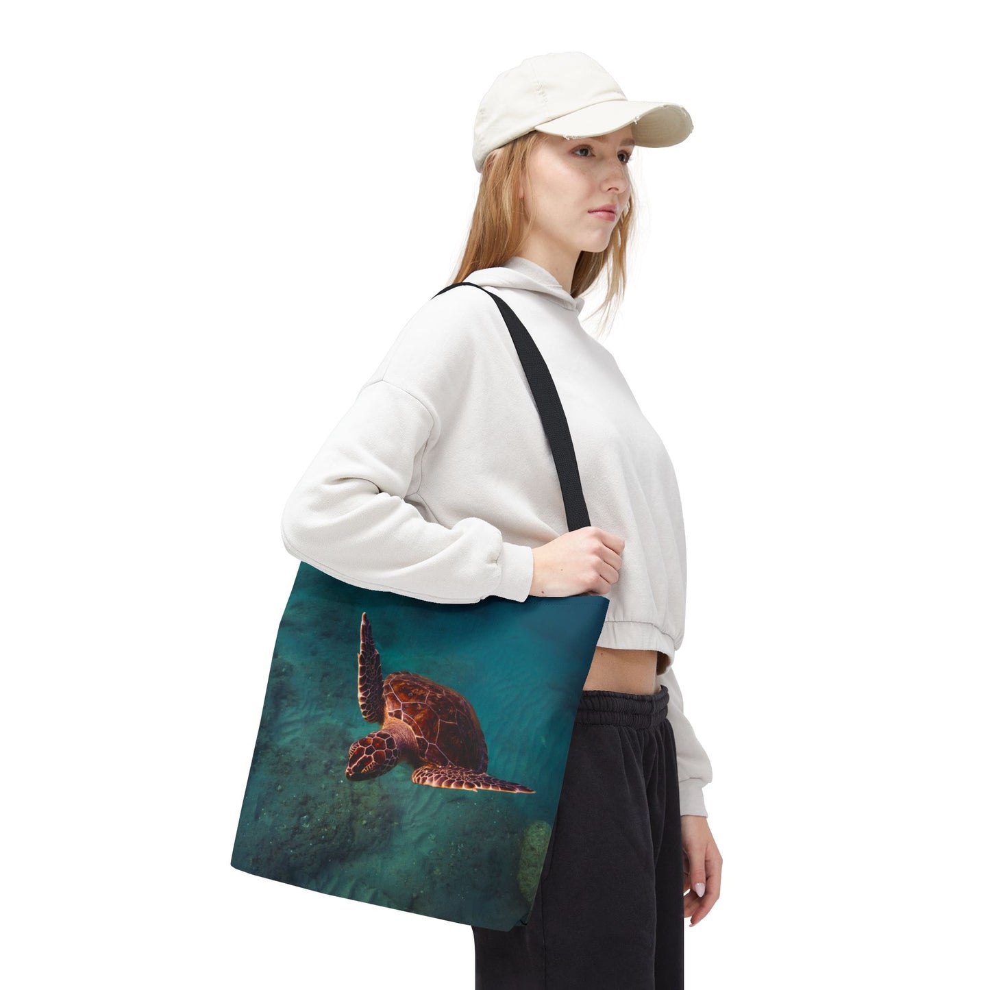 Green Sea Turtle Ocean Tote Bag — Underwater Marine Wildlife Beach Bag