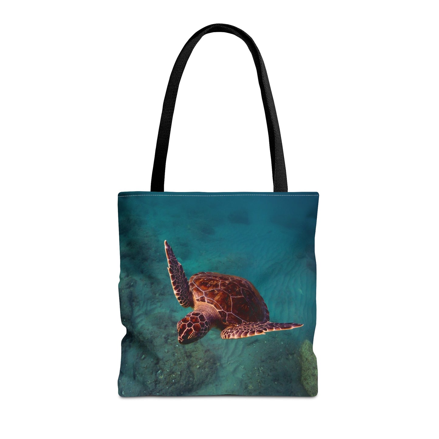 Green Sea Turtle Ocean Tote Bag — Underwater Marine Wildlife Beach Bag