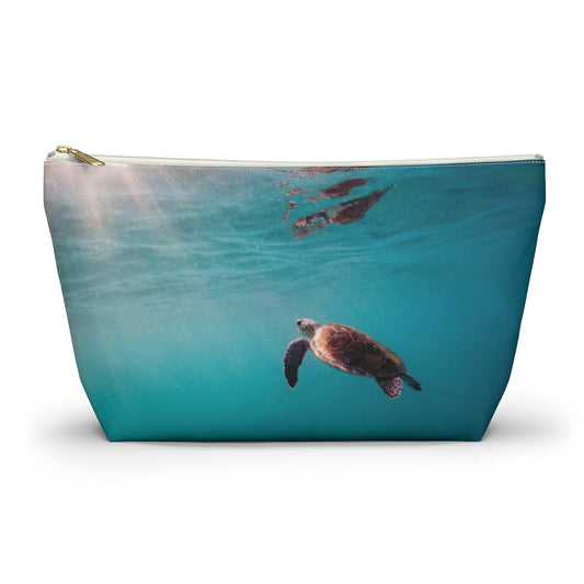 Sea Turtle Soaring Accessory Pouch w T-bottom Cosmetic Makeup Bag